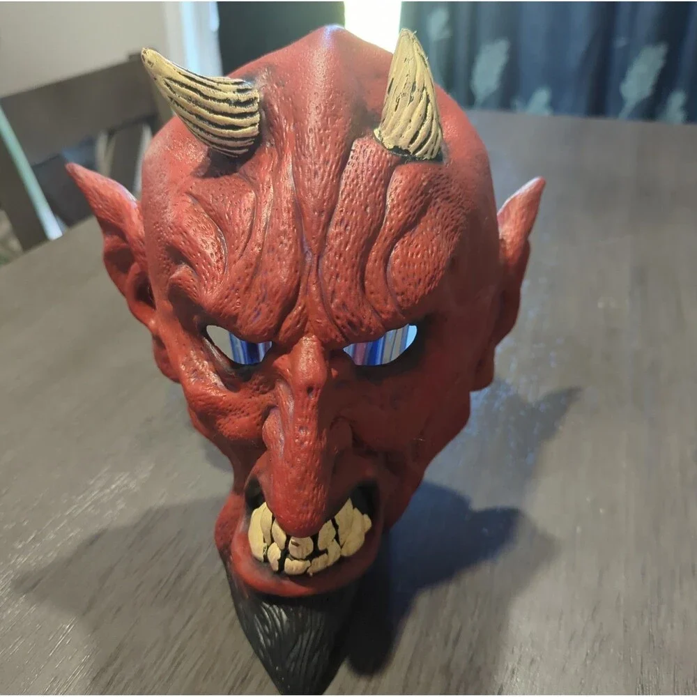 VTG 2000 Don Post Studios Mask Satan Devil Lucifer Red Latex Adult Hooded Robe